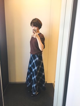 「ブラウンニット」｜「アイテム（パンプス）」を使った、monさん（レディース・155cm）の冬コーディネート