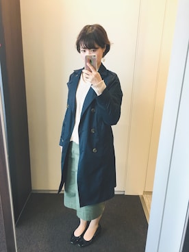 「A part by（アパートバイ）のアイテム（トレンチコート）」を使った、monさん（レディース・155cm）の春コーディネート