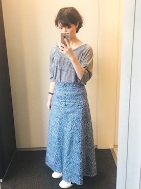 「hummel（ヒュンメル）のアイテム（スニーカー）」を使った、monさん（レディース・155cm）の春コーディネート