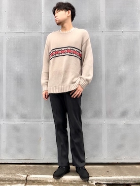 「Eddie Bauer（エディーバウアー）のアイテム（ニット/セーター）」を使った、siro1230さん（メンズ・181cm）の秋コーディネート