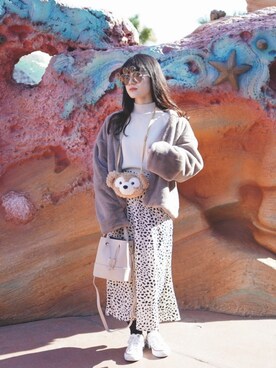 「OLIVE des OLIVE（オリーブデオリーブ）のアイテム（ノーカラーコート）」を使った、LUNAさん（レディース・147cm）の冬コーディネート