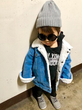 「息子コーデ」｜「アイテム（その他アウター）」を使った、おとさん（キッズ・90cm）の冬コーディネート