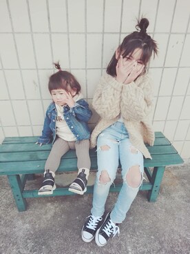 「西松屋（ニシマツヤ）のアイテム（シューズ、ブラック系）」を使った、まりなさん（レディース）の秋コーディネート