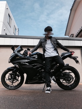 「EDWIN」｜「アイテム（ライダースジャケット）」を使った、RYO_RIDER_STYLEさん（メンズ・165cm）の春コーディネート