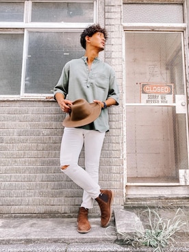 「ハットコーデ」｜「アイテム（デニムパンツ）」を使った、keigoyamazakiさん（メンズ・172cm）の秋コーディネート