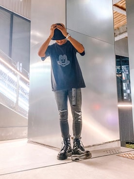 「#Re:room（リルーム）のリルームトーキョーロゴロングベルト（ベルト）」を使った、keigoyamazakiさん（メンズ・172cm）の秋コーディネート