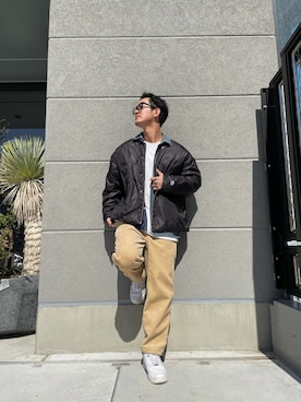 「アイテム（ダウンジャケット/コート）」を使った、keigoyamazakiさん（メンズ・172cm）の春コーディネート