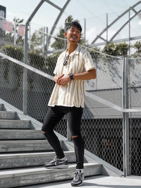 「アイテム（トップス、ベージュ系）」を使った、keigoyamazakiさん（メンズ・172cm）の春コーディネート