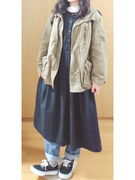 モッズコートを使った ノースリーブワンピース の人気ファッションコーディネート Wear