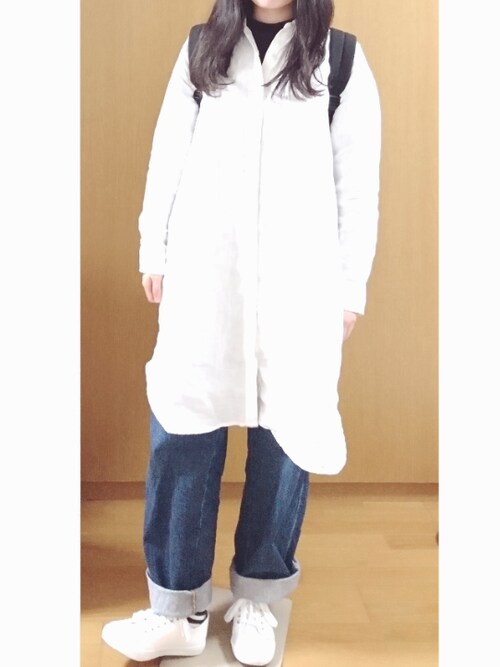 無印良品 ムジルシリョウヒン のシャツワンピースを使ったレディース人気ファッションコーディネート Sciaky