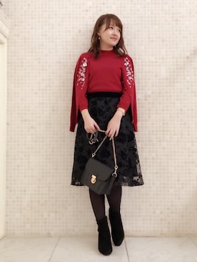 「スパンコール」｜「アイテム（アンサンブル）」を使った、LAISSEPASSEプレスさん（レディース・155cm）の冬コーディネート