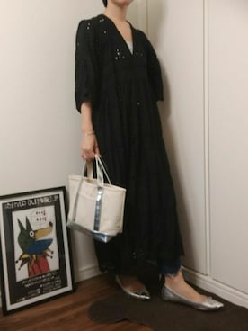 「DHOLIC（ディーホリック）のアイテム（ワンピース、ブラック系）」を使った、seetamiuさん（レディース・158cm）の夏コーディネート