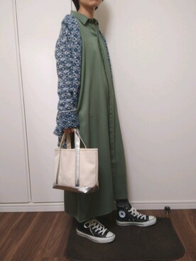 「antiqua」｜「アイテム（シャツワンピース）」を使った、seetamiuさん（レディース・158cm）の秋コーディネート