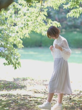 「YOUSED（ユーズド）のアイテム（トップス、ホワイト系）」を使った、ゆづさん（レディース・167cm）の秋コーディネート