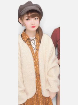 「レトロワンピース」｜「アイテム（ブルゾン）」を使った、たむたむさん（レディース・161cm）の冬コーディネート