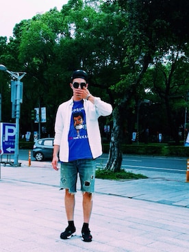 「Stereo（ステレオ）のアイテム」を使った、AshWangさん（メンズ・175cm）の春コーディネート