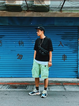 「wisdom（ウィズダム）のアイテム（バッグ）」を使った、AshWangさん（メンズ・176cm）の春コーディネート