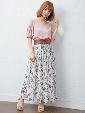 「花柄 スカート」｜INGNI STORE(イングストア）さん（レディース・153cm）の夏コーディネート