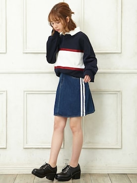 「ラガーシャツ」｜「アイテム（その他）」を使った、INGNI STORE(イングストア）さん（レディース・153cm）の春コーディネート