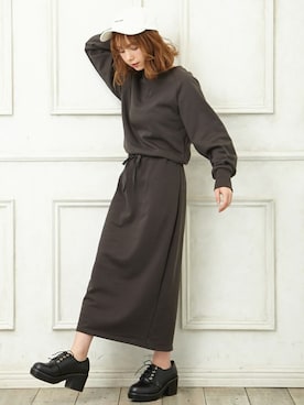 「スウェットワンピース」｜INGNI STORE(イングストア）さん（レディース・153cm）の春コーディネート