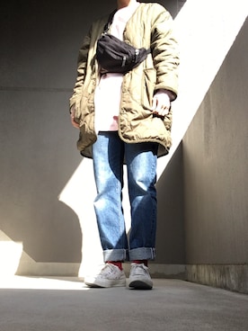 「orslow」｜「アイテム（ノーカラージャケット）」を使った、Miikiiさん（レディース・163cm）の冬コーディネート