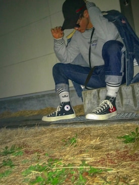 「STUSSY（ステューシー）のアイテム（デニムジャケット）」を使った、ゆうきさん（メンズ・172cm）の秋コーディネート