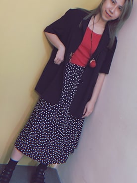 「red」｜「アイテム（スーツジャケット）」を使った、C_A_N_D_Yさん（レディース・160cm）の夏コーディネート