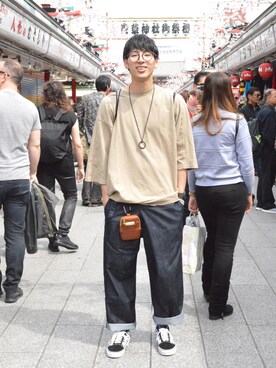 「RYU（リュー）のアイテム（財布/小物）」を使った、KUNI さん（メンズ・180cm）の春コーディネート
