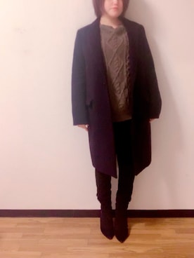 「ラフコーデ」｜「アイテム（ピーコート）」を使った、Misaさん（レディース・150cm）の冬コーディネート