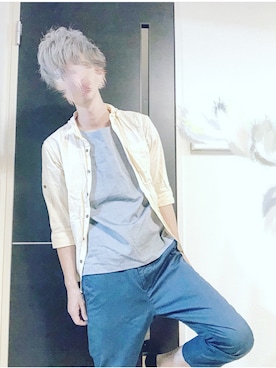 「MK MICHEL KLEIN（エムケーミッシェルクラン）のアイテム（その他アウター）」を使った、ぺぃさん（メンズ・175cm）の夏コーディネート