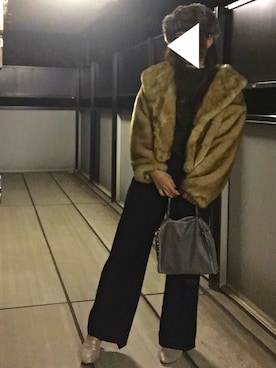 「仕事着」｜「アイテム（ハンチング/ベレー帽）」を使った、  こめ☺︎さん（レディース・162cm）の冬コーディネート