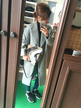「OZOC（オゾック）のアイテム（クラッチバッグ）」を使った、まりちょんさん（レディース・162cm）の冬コーディネート