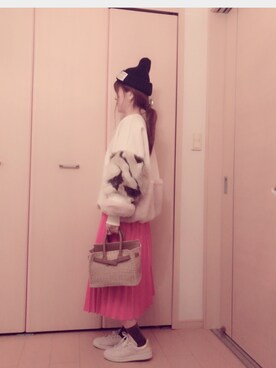 「SEA（シー）のカゴバッグS（かごバッグ）」を使った、star.maammiyさん（レディース・155cm）の春コーディネート