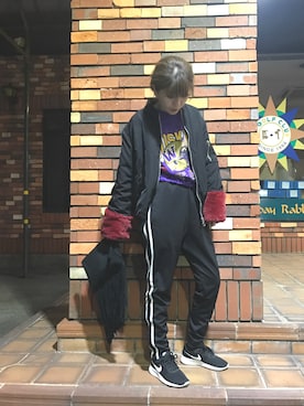 「フリンジバッグ」｜「アイテム（ブルゾン）」を使った、star.maammiyさん（レディース・155cm）の春コーディネート