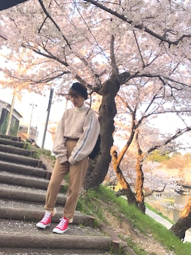 「LILY BROWN（リリーブラウン）のアイテム（サロペット/オーバーオール）」を使った、star.maammiyさん（レディース・155cm）の春コーディネート
