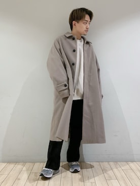 「ドルマンスリーブ」｜「アイテム（ステンカラーコート）」を使った、kousukeさん（メンズ・160cm）の秋コーディネート