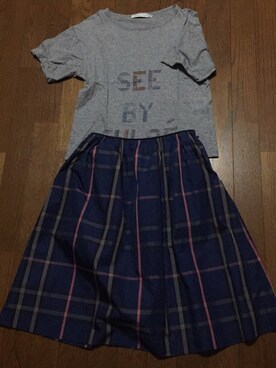 「SEE BY CHLOE（シーバイクロエ）のアイテム（Tシャツ/カットソー）」を使った、nmc18さん（レディース・158cm）の夏コーディネート