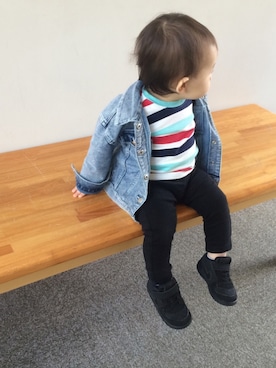 「ANAP kids（アナップキッズ）のデニムジャケット（デニムジャケット、ブルー系）」を使った、manamiさん（レディース・168cm）の春コーディネート