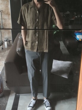 「盐系风格」｜「アイテム（スラックス）」を使った、neilさん（メンズ・178cm）の夏コーディネート