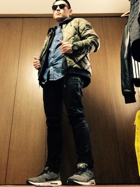 「KRIFF MAYER（クリフメイヤー）のアイテム（ダウンジャケット/コート）」を使った、UNKOさん（メンズ・174cm）の冬コーディネート