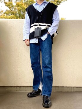 「Dr. Martens（ドクターマーチン）の［UNISEX/ユニセックス］Dr.Martens ドクターマーチン 3EYE GIBSON 1461 MONO 3ホール ギブソン シューズ（ドレスシューズ）」を使った、m@m0 さん（メンズ・170cm）の春コーディネート