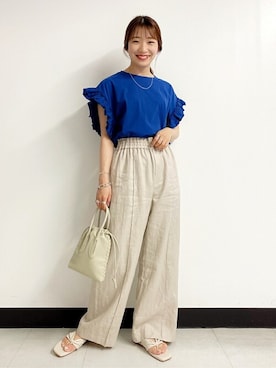 「ADD CULUMN（アドカラム）のアイテム」を使った、kuboさん（レディース・158cm）の夏コーディネート