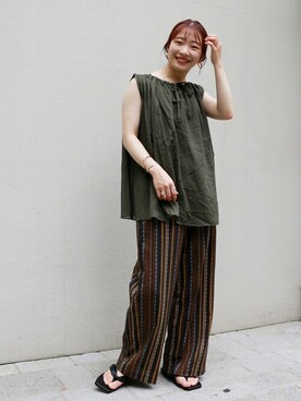 「WANDERUNG（ワンデルング）のアイテム」を使った、kuboさん（レディース・158cm）の夏コーディネート