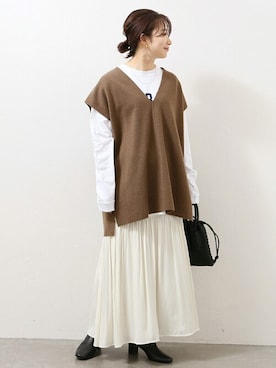 「JOURNAL STANDARD（ジャーナルスタンダード）のアイテム（ベスト）」を使った、kuboさん（レディース・158cm）の秋コーディネート