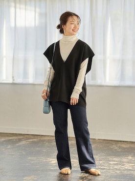「JOURNAL STANDARD（ジャーナルスタンダード）のアイテム（ベスト）」を使った、kuboさん（レディース・158cm）の冬コーディネート