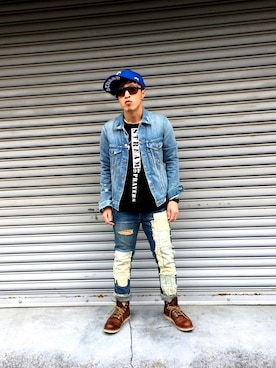 「JOURNAL STANDARD relume（ジャーナルスタンダード　レリューム）のアイテム（デニムジャケット）」を使った、Vinnyさん（メンズ・163cm）の春コーディネート