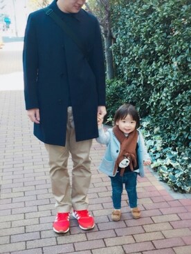 「動物モチーフ」｜「アイテム（モカシン/デッキシューズ）」を使った、punanaさん（キッズ・80cm）の秋コーディネート