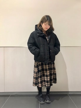 「アイテム（シャツワンピース）」を使った、Maya⍢⃝さん（レディース・152cm・20代）の冬コーディネート