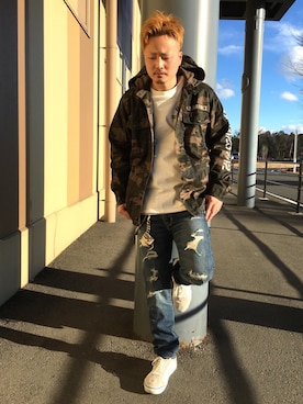 「ミリタリーシャツ」｜yo-sukeさん（メンズ・180cm）の冬コーディネート