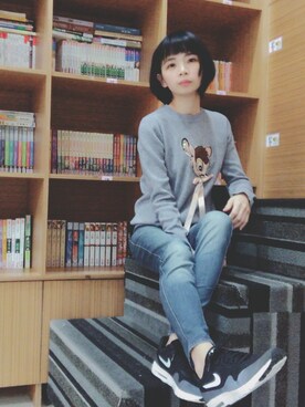 「Mimosa（ミモザ）のアイテム」を使った、Eve Chenさん（レディース・159cm）の冬コーディネート